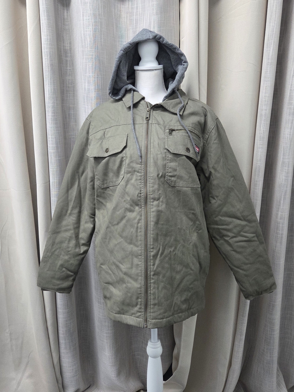 Wrangler Olive Green Hooded Field Jacket M Gorpcore Cabincore Streetwear Rugged